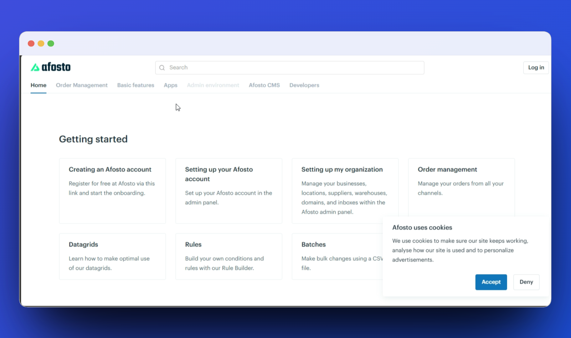 Afosto documentation screenshot