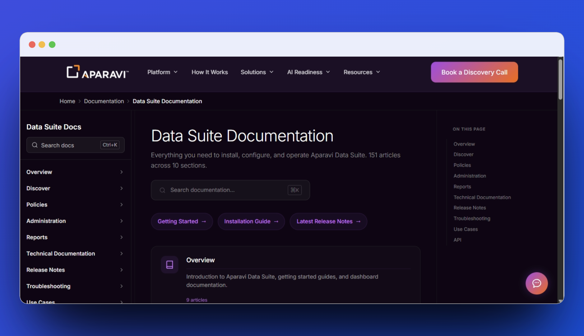 Aparavi documentation screenshot