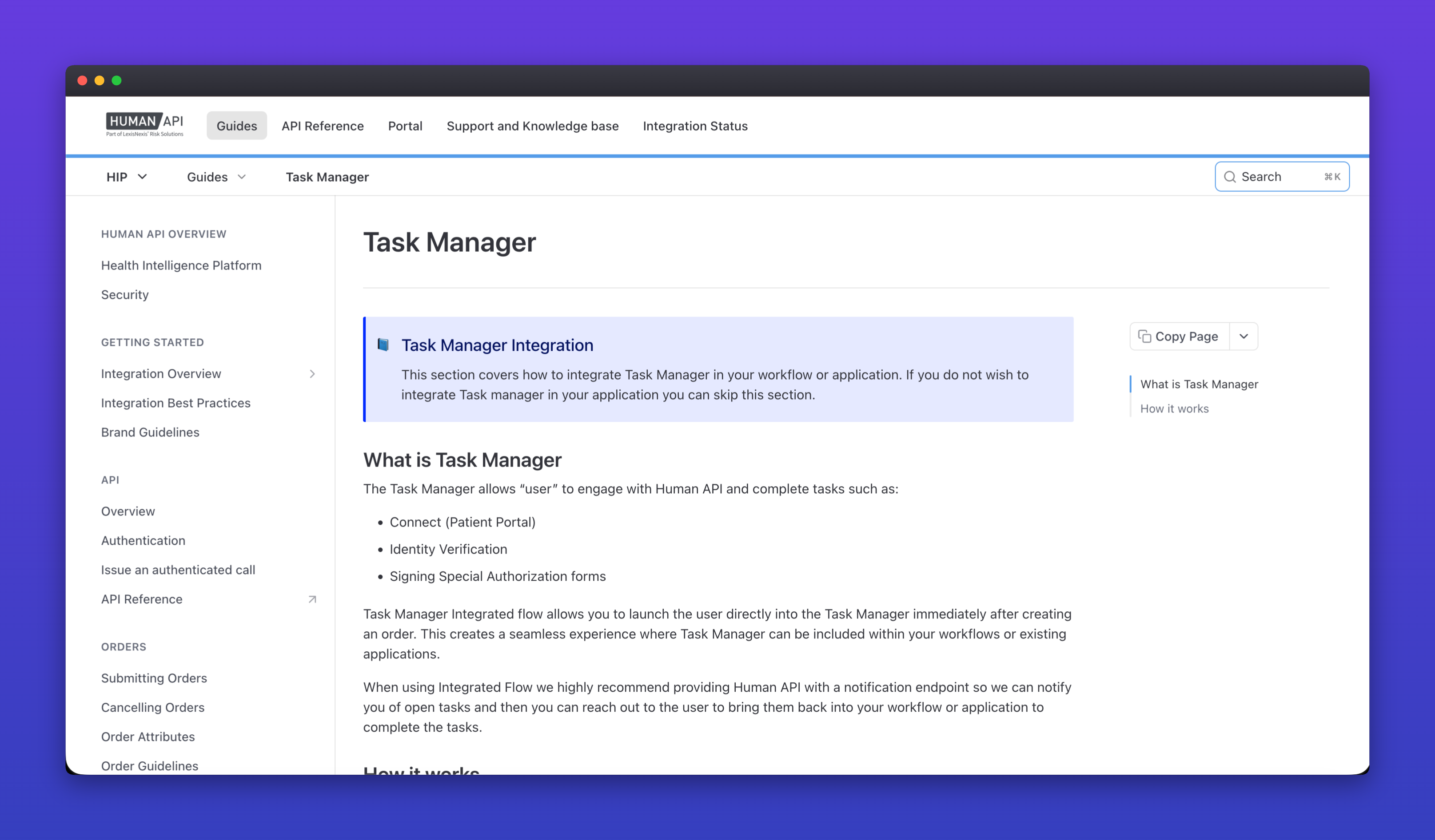 Human API documentation screenshot