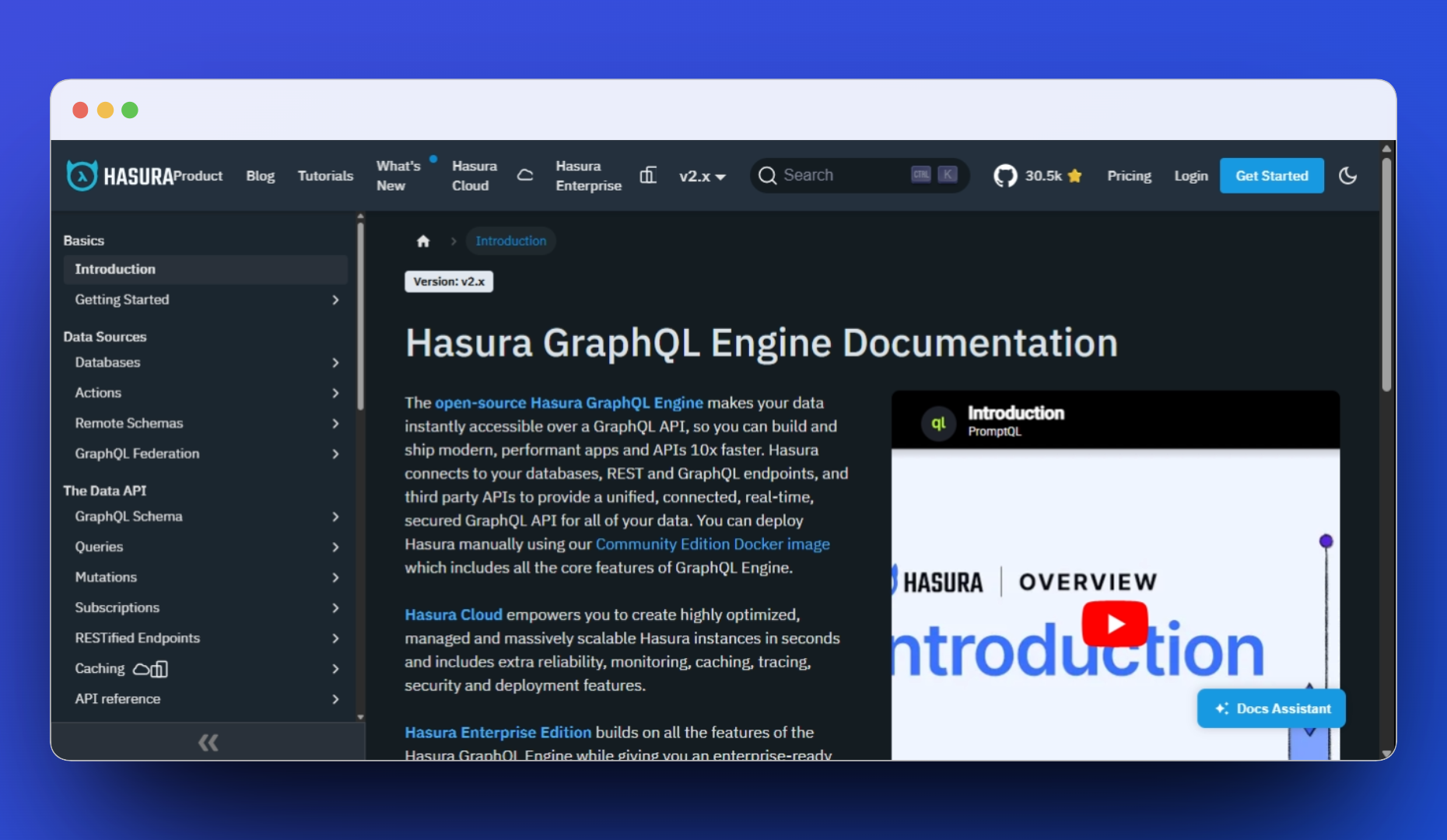 Hasura documentation screenshot