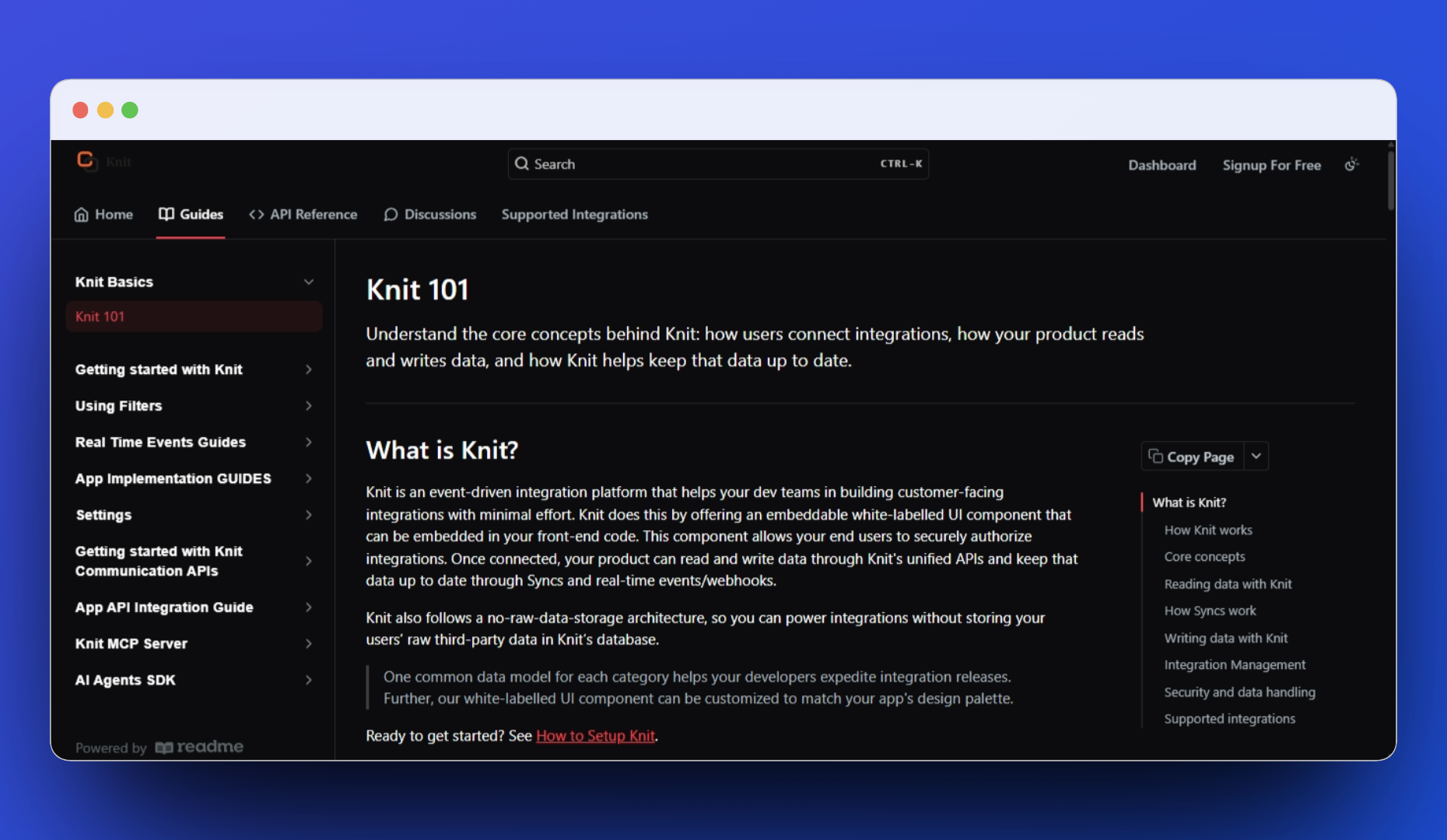 Knit documentation screenshot
