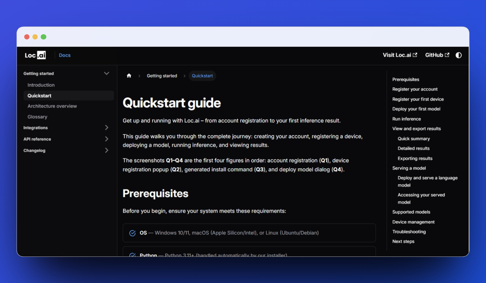 Loc API documentation screenshot