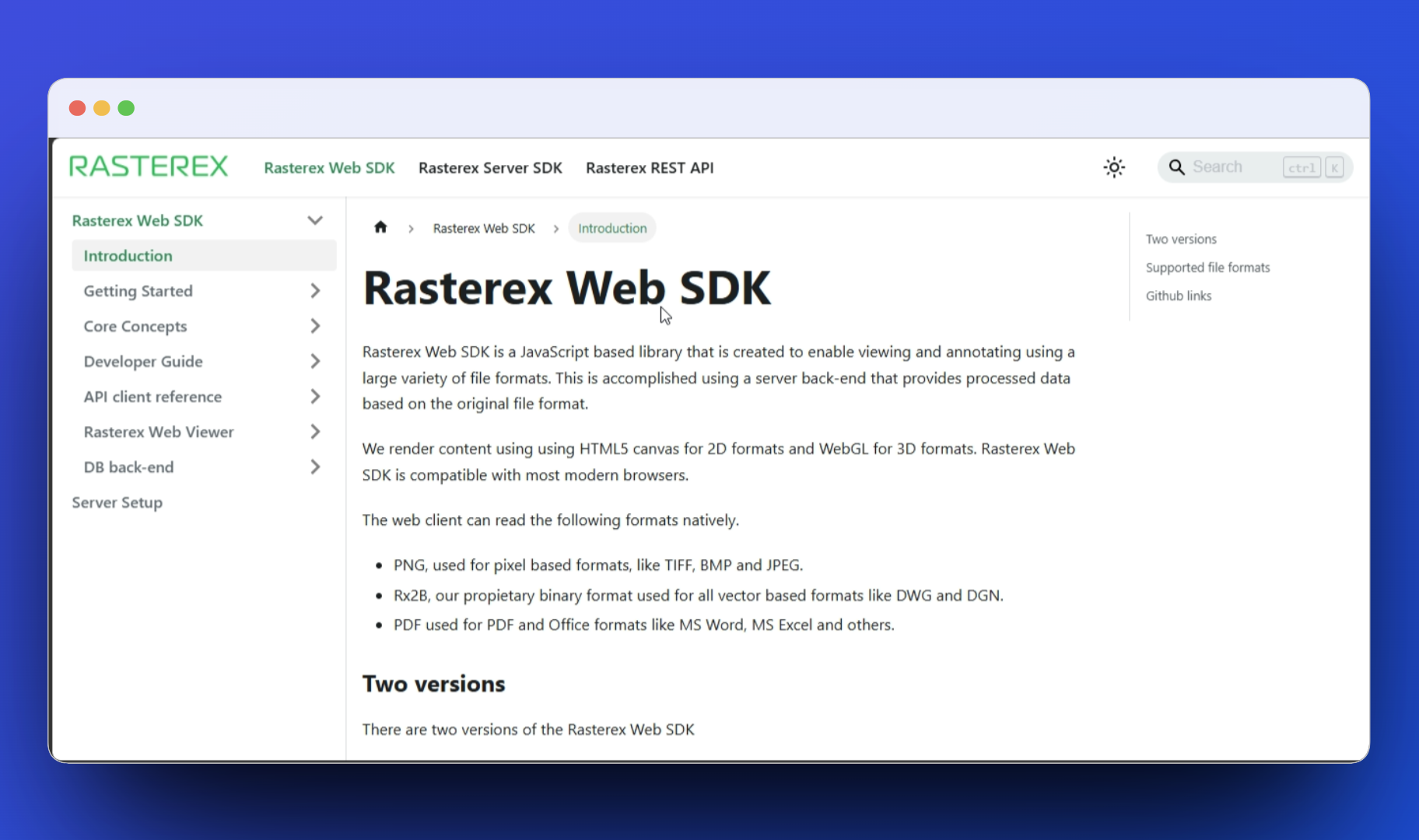 Rasterex documentation screenshot