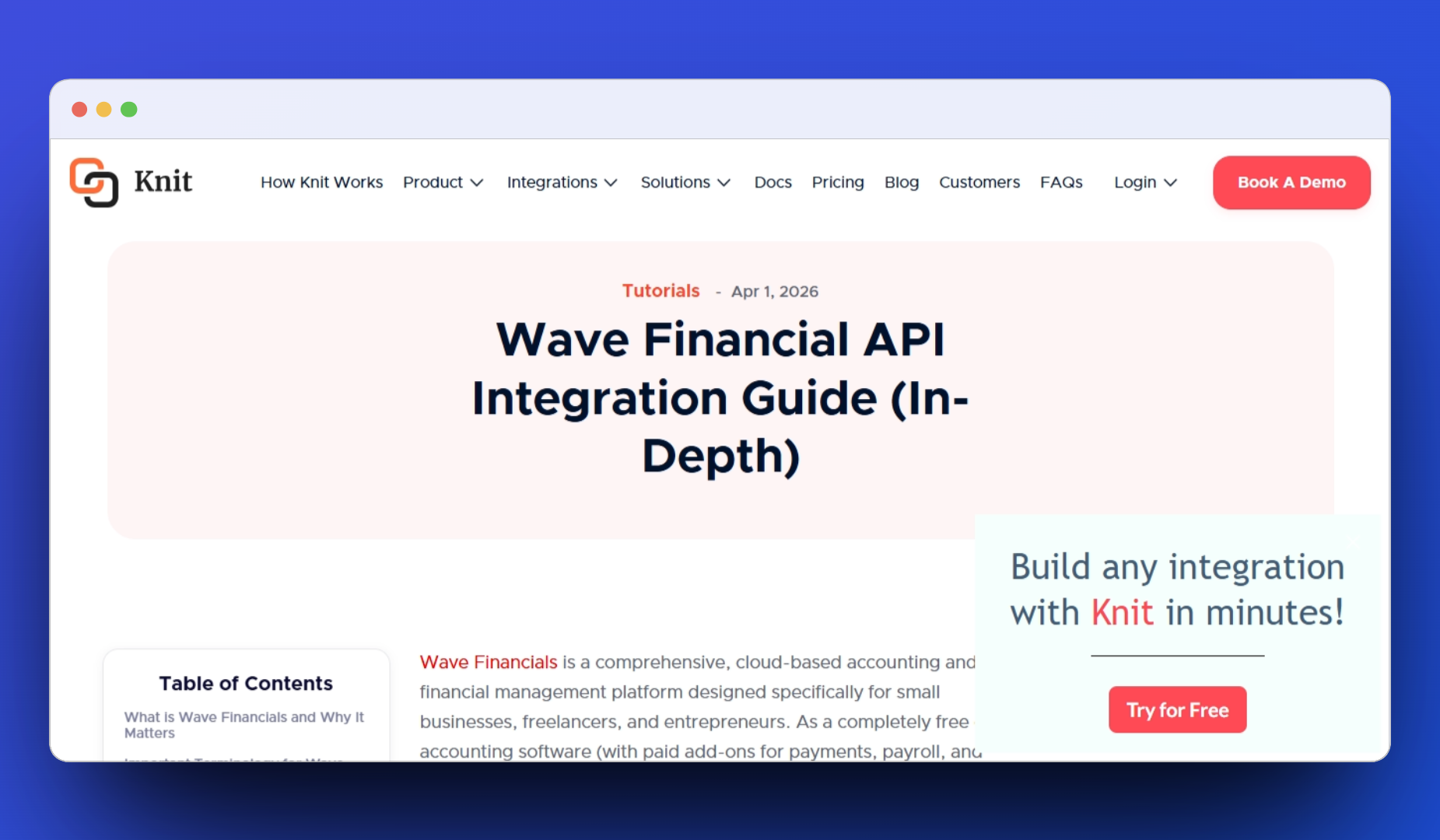 Wave Financial documentation screenshot