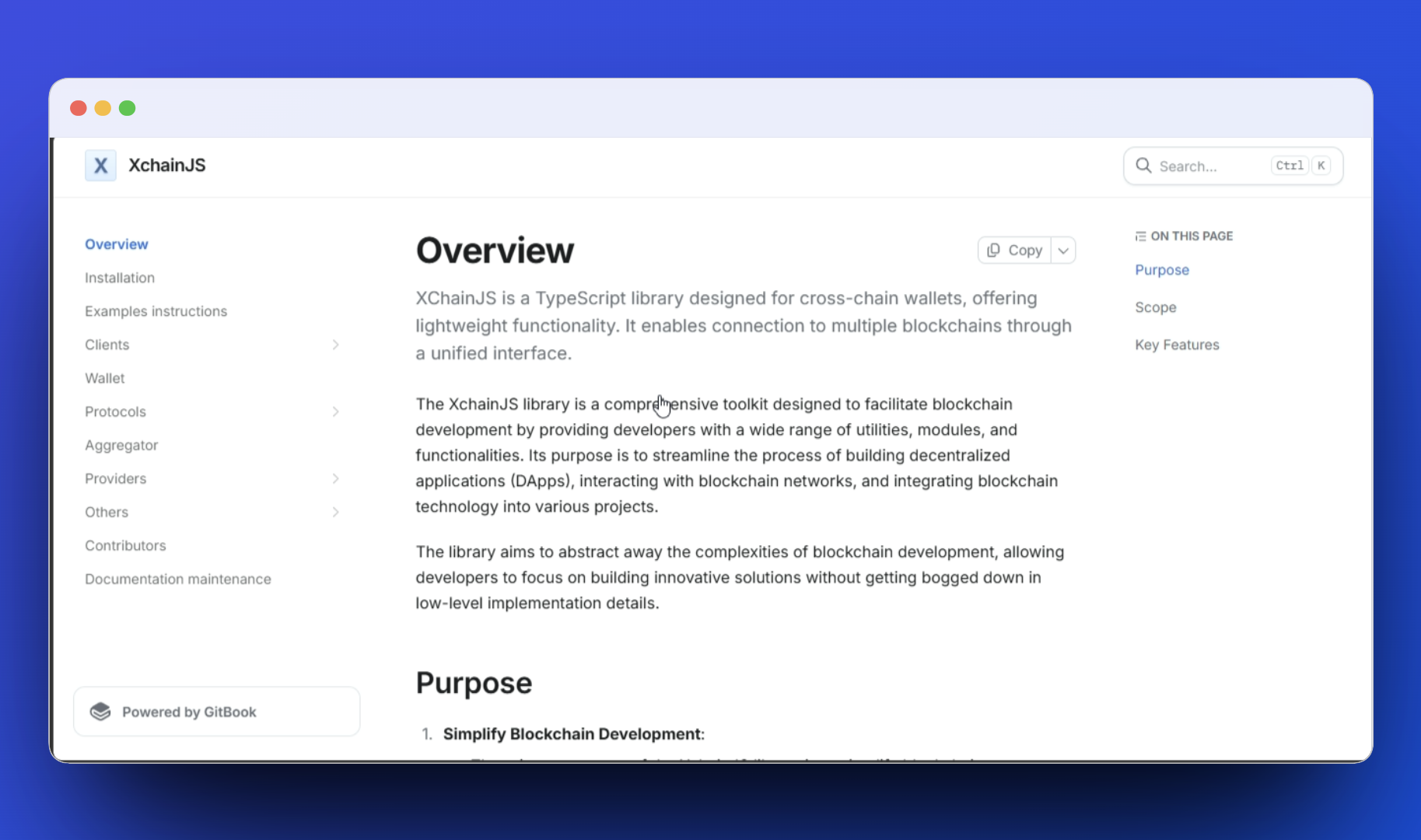 Xchain documentation screenshot